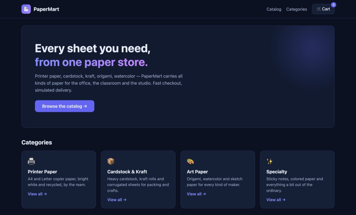paper e-commerce website